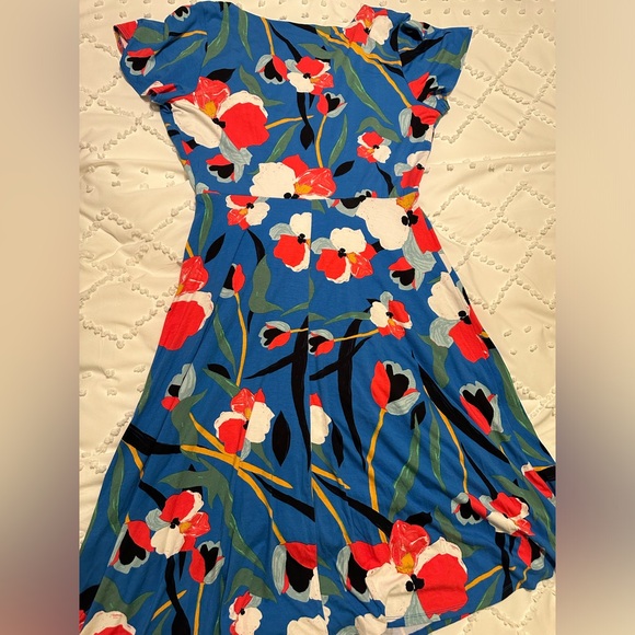 Sigrid Olsen Floral Midi Faux Wrap Dress Size Large - Picture 3 of 5